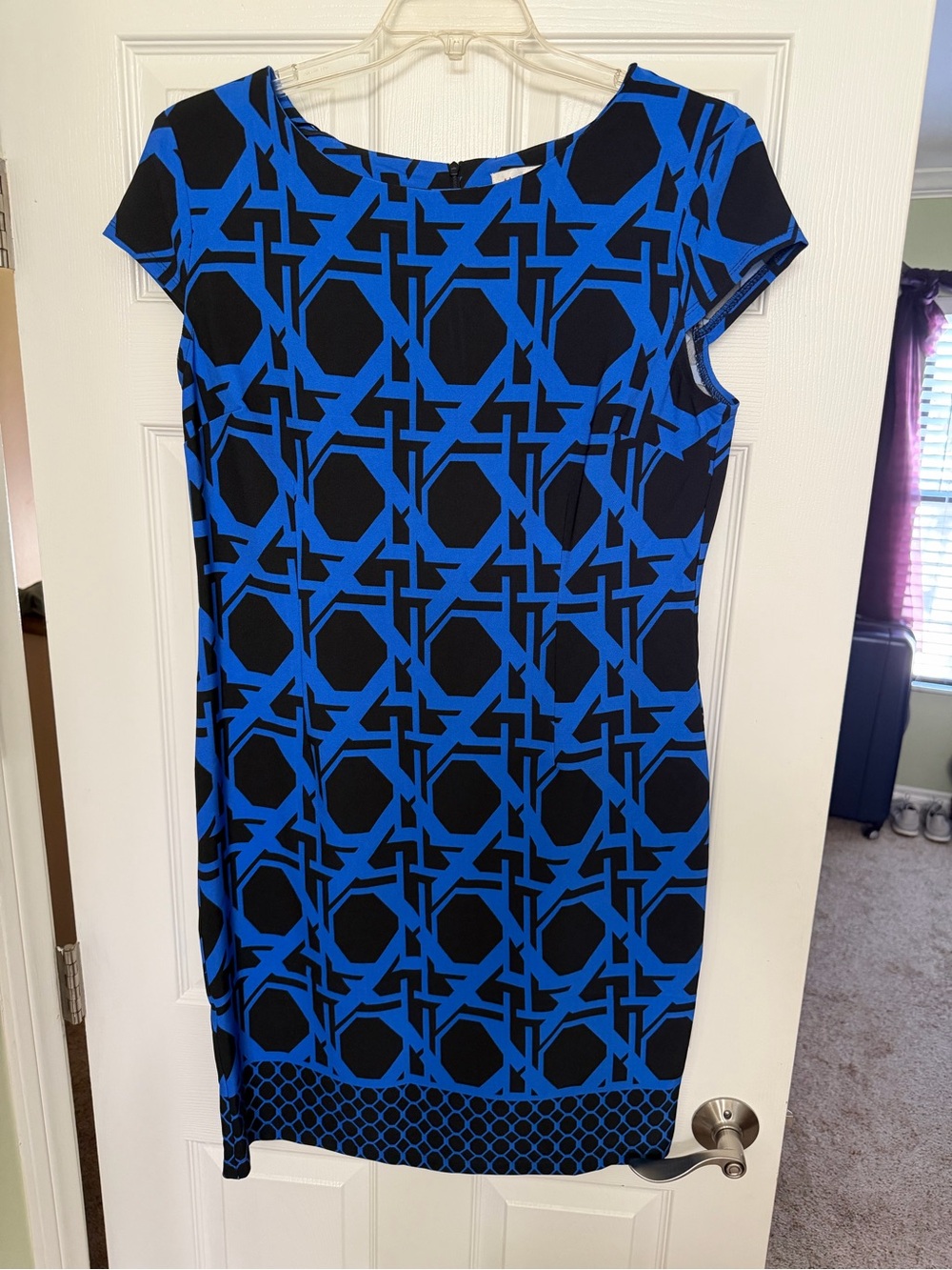 Aa Studio Blue and Black Patterned Midi Dress